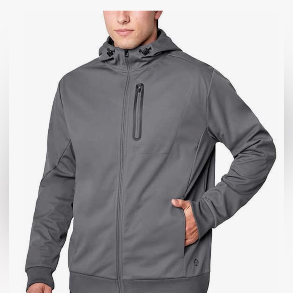 Mondetta Men's Full Zip Hooded Active Jacket, Gray/Black, Size XL